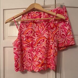 Lilly Pulitzer Ivy Crop Top and Short Set in Pink Mango Salsa